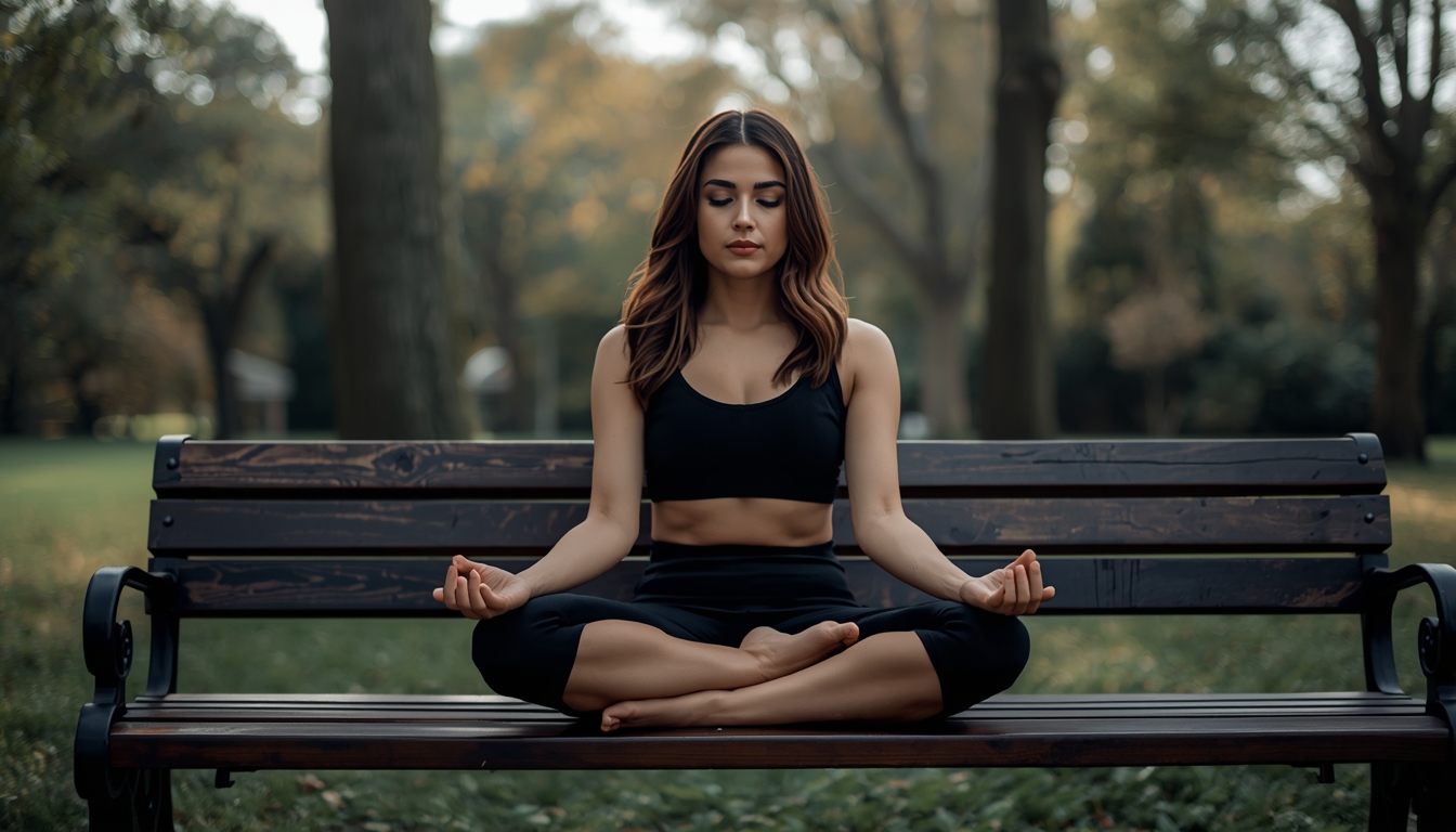 Thorxiankluzarin mindful breathing on a bench